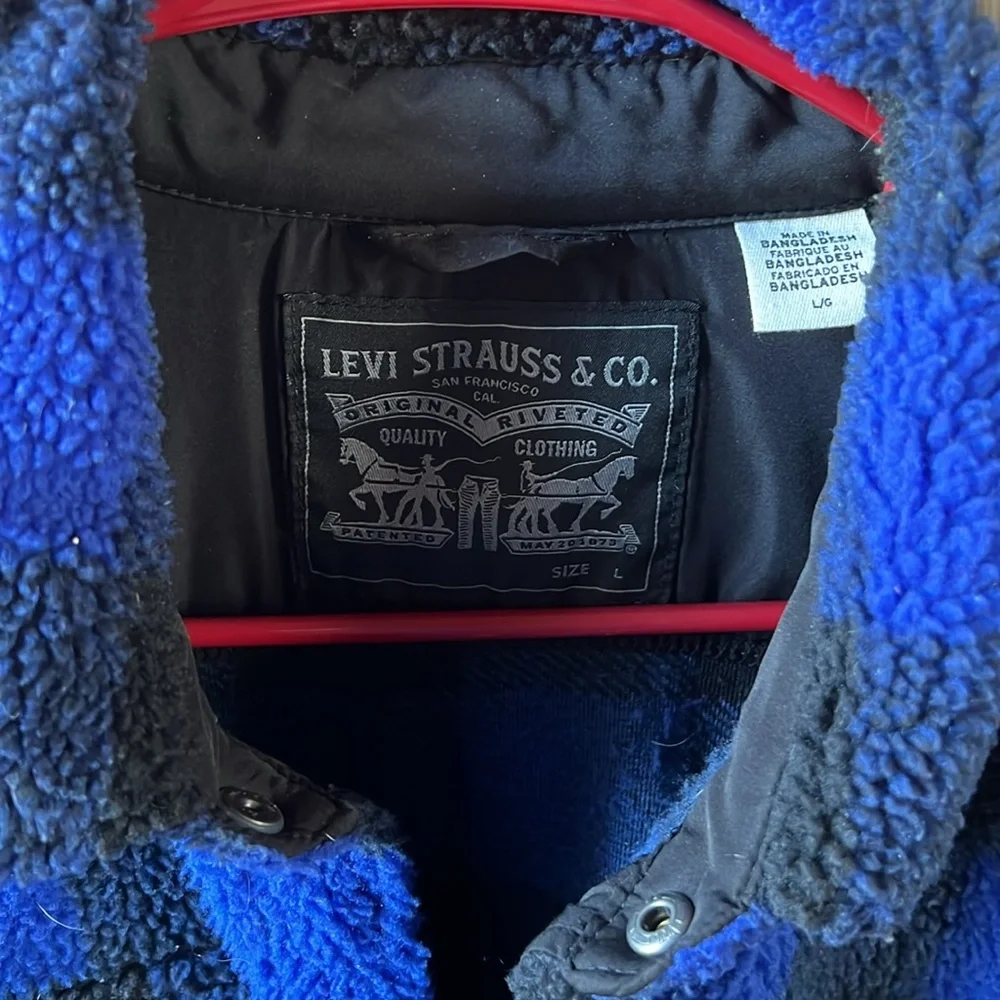 Levi Sherpa Buffalo Plaid Shirt Jacket - Picture 3 of 7